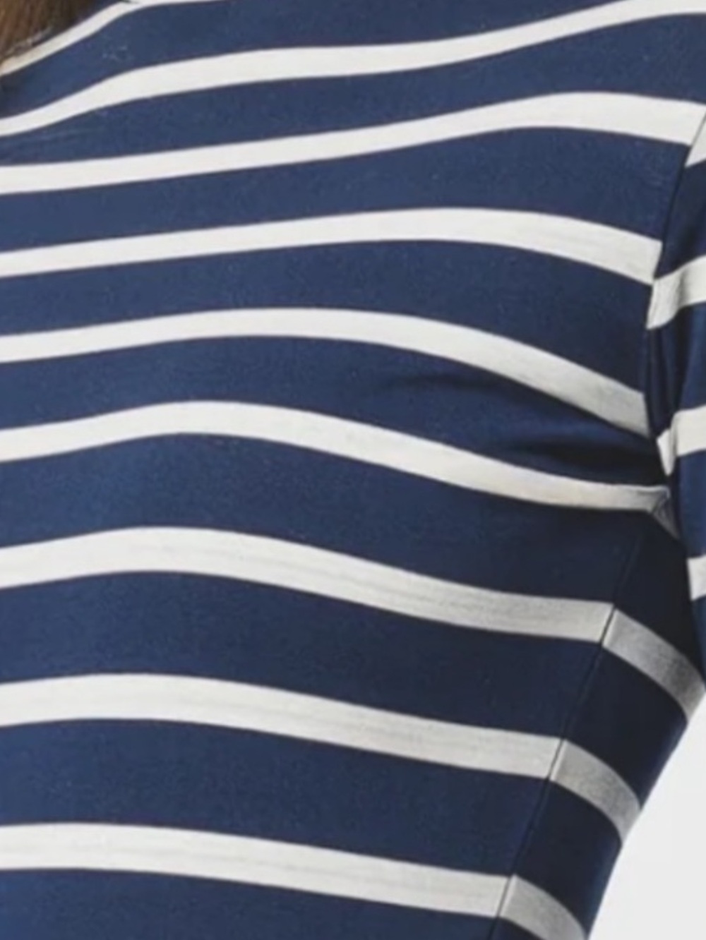 Three Dots Navy & White Striped Turtleneck Sweater
